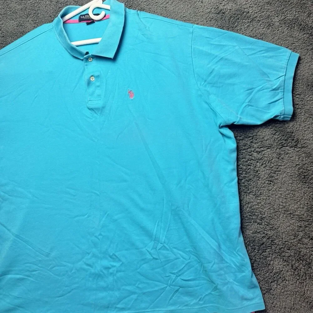 U.S. Polo Assn. Luxury Feel Men's Blue Short Sleeve Cotton Polo Shirt 4XLT